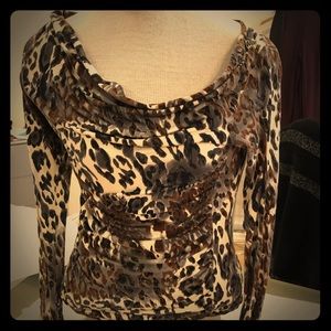 Weston Wear Leopard Print Cowl Neck Top